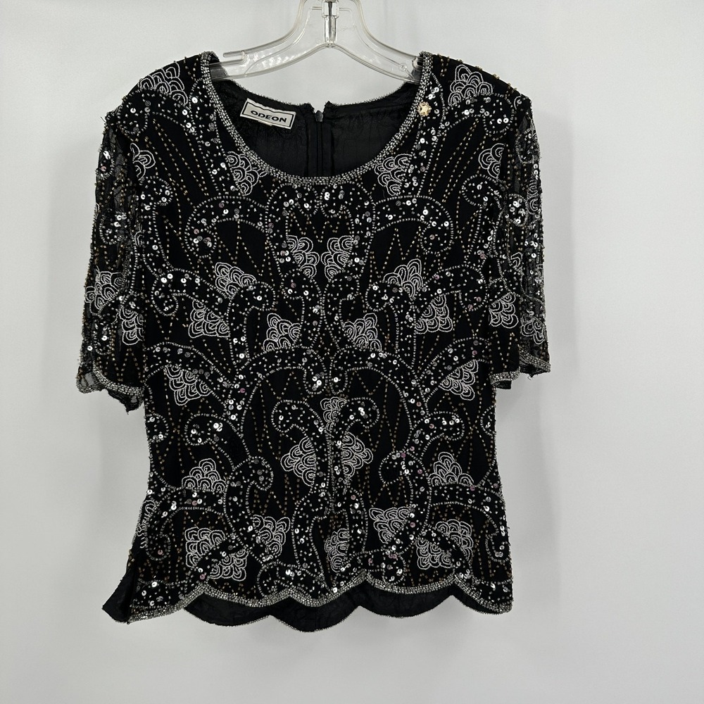 Womens Vintage Art Deco Beaded Top Size 8 Gatsby Flapper Elegant Evening